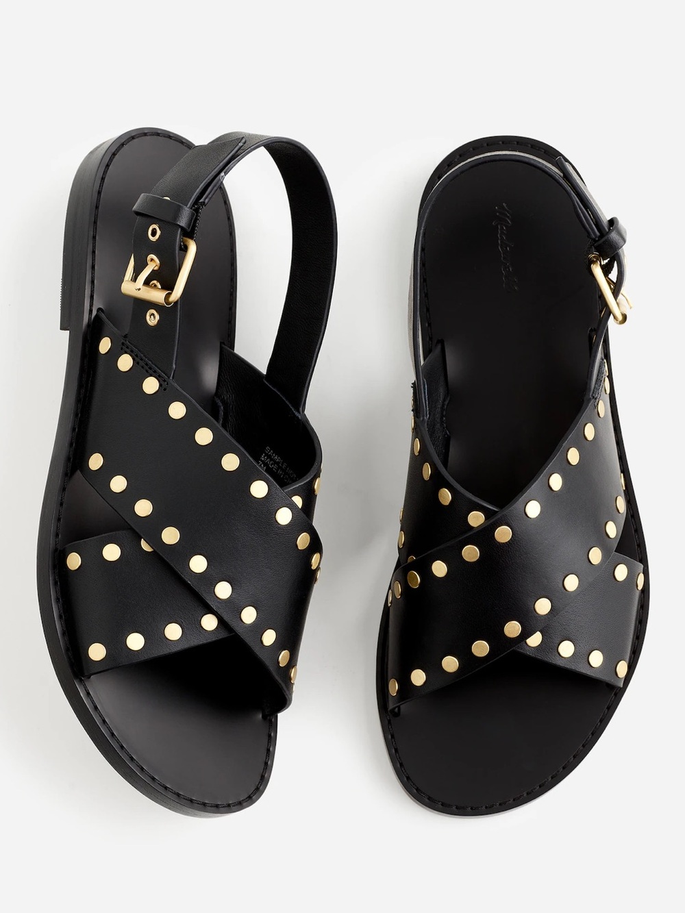 NIB NWT Madewell Tuley crossover slingback Black Leather studded Sandals size 7